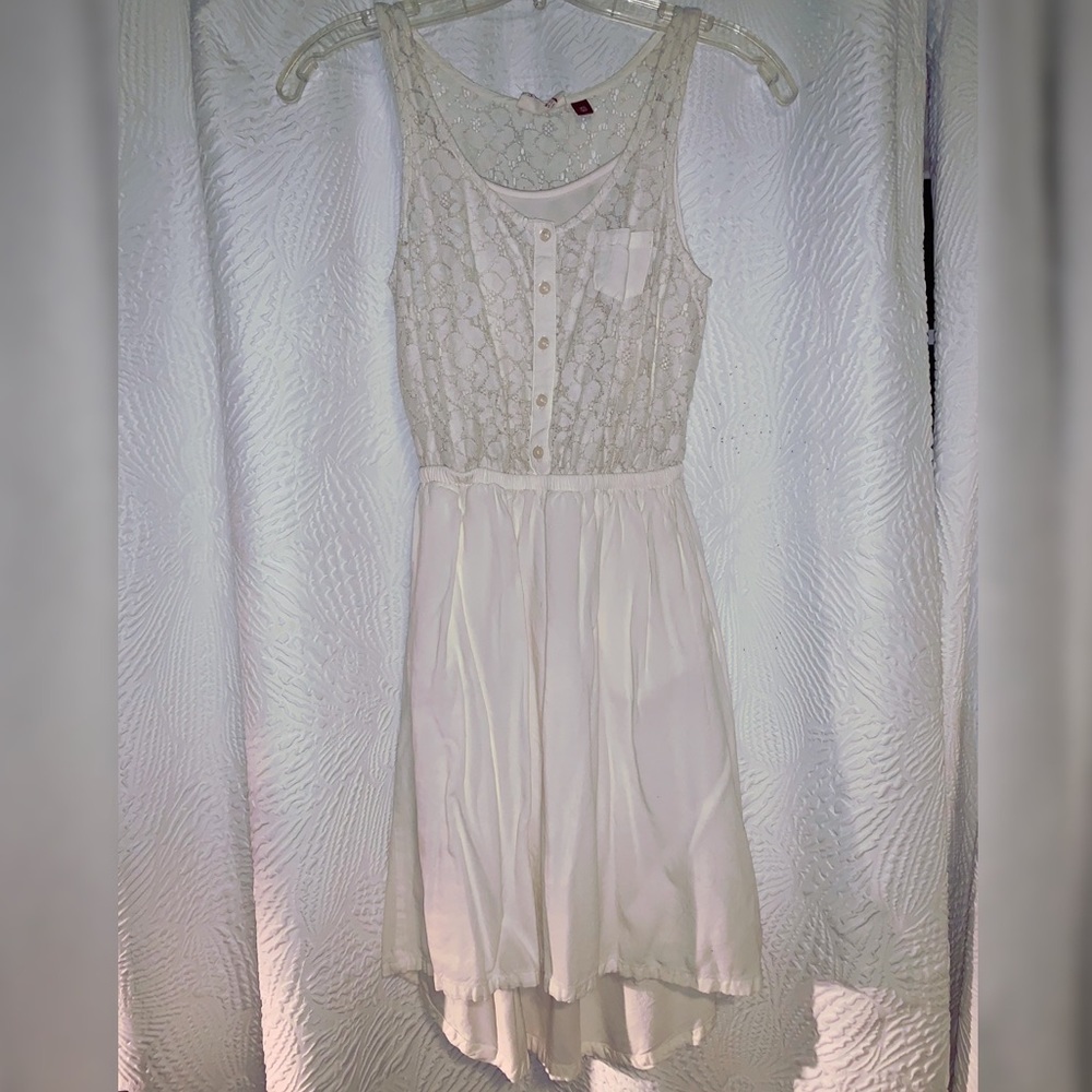 Hi-Low Casual Cream Lace Dress